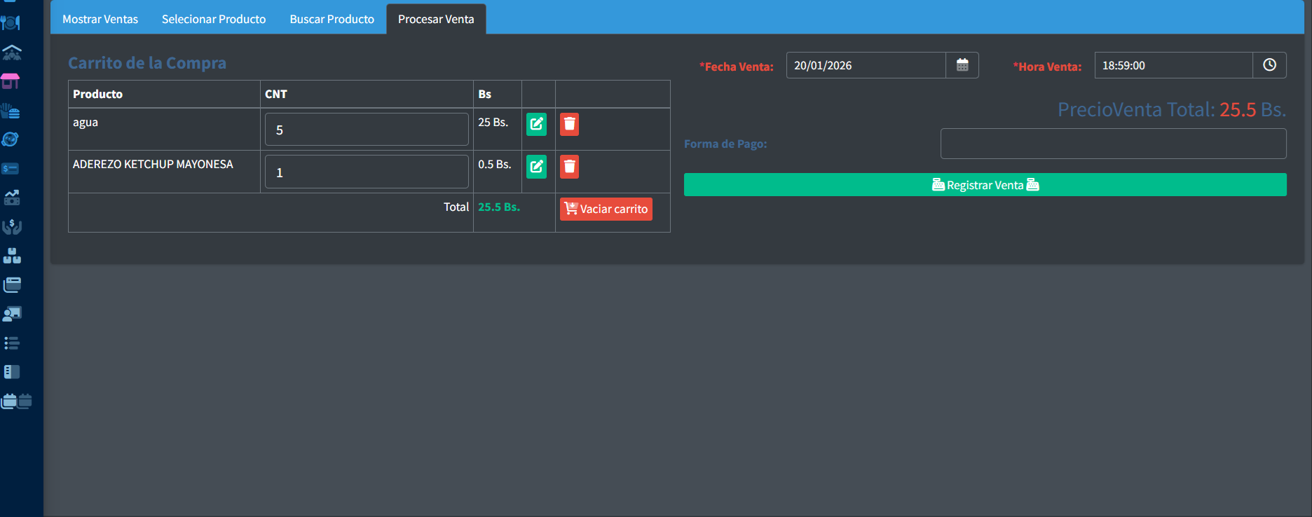 Punto de Venta en Cafetería Escolar